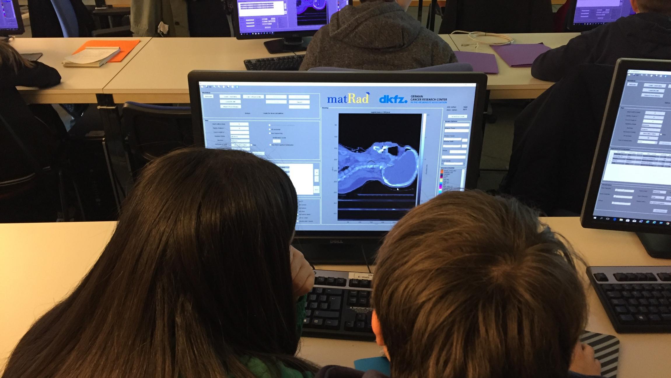 Students exploring the matRad software during the hands-on session of the masterclass. (Image: CERN)